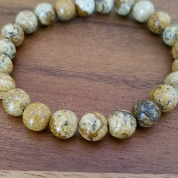 SOLD Brown Picture Jasper Beads Bracelet - Picture 3 of 12